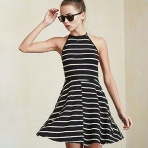 Reformation Black and White Striped Mini Dress